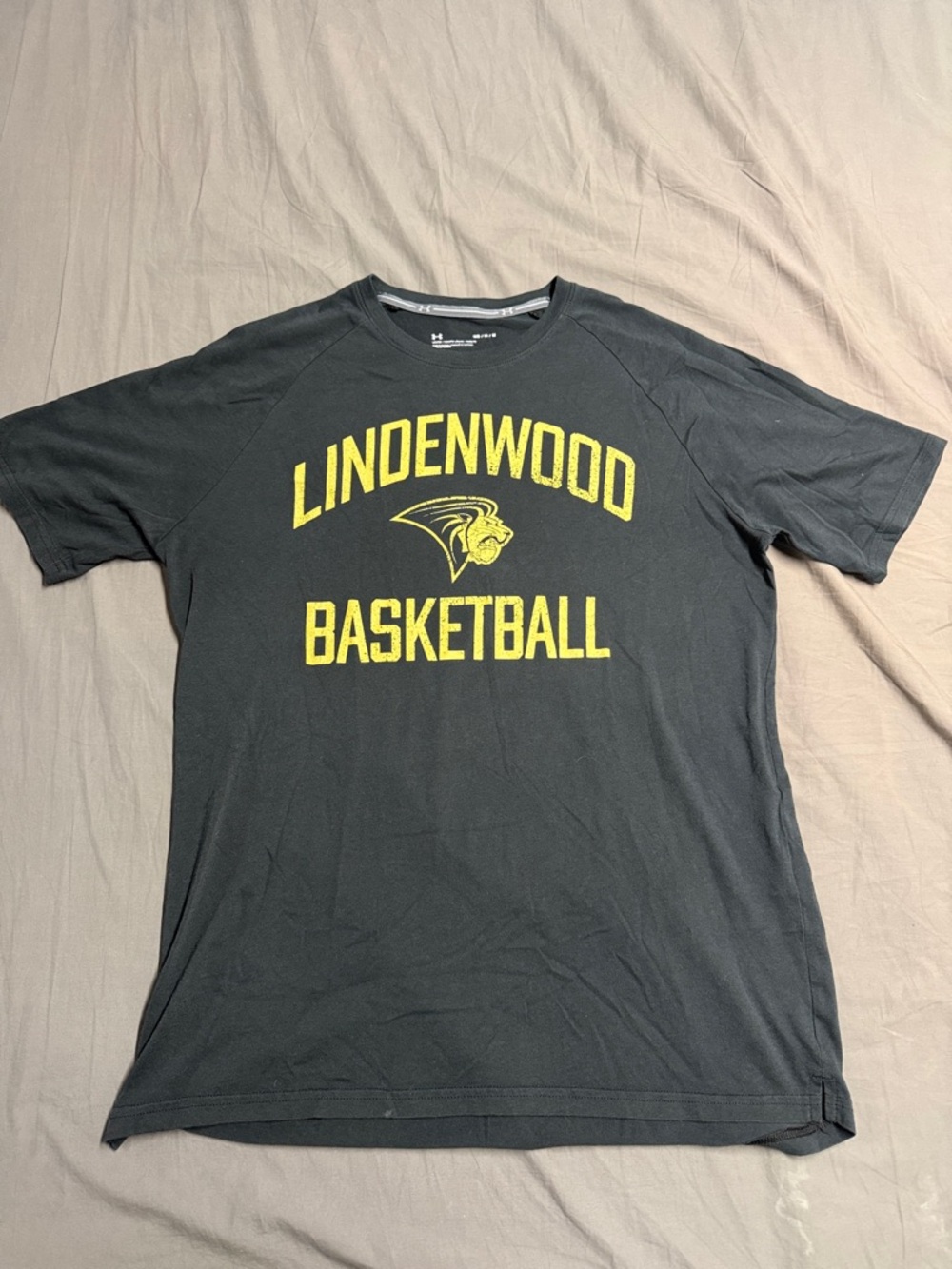 Lindenwood Basketball Black Short-Sleeve Basketball Tee with Yellow Logo
